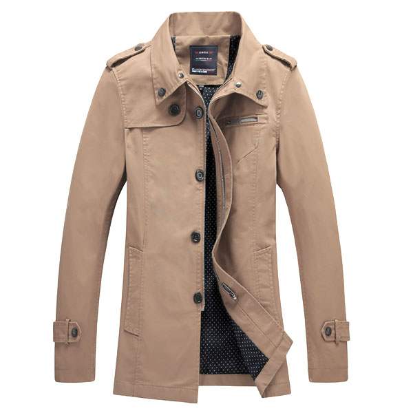 Trench Homme Fashion British Style Impermeable coat Beige fonce